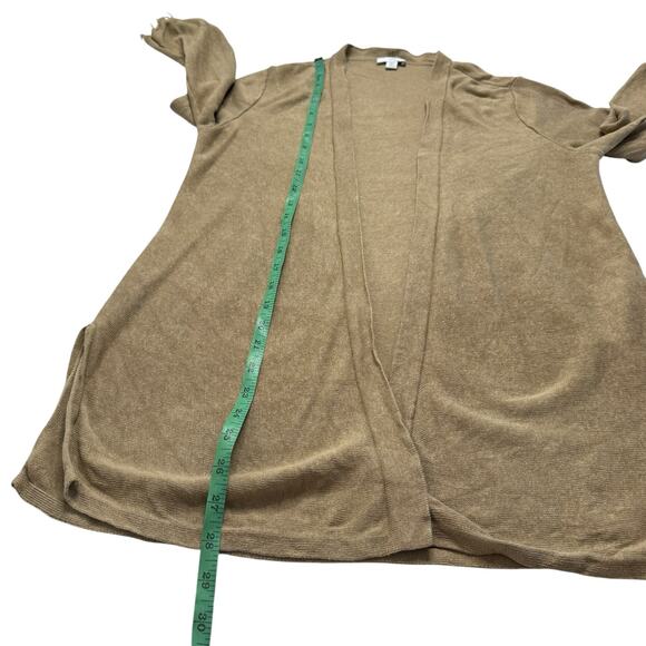 J.JILL Tan Linen Blend Fringe Open Cardigan Sweater Size Small Petite Capsule - Picture 9 of 10